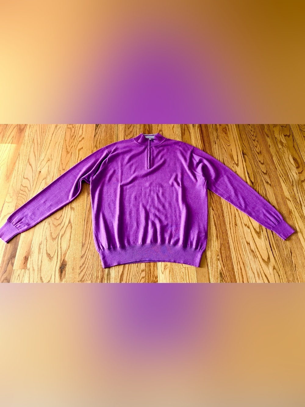 Peter Millar Bright Purple Zip Mock Neck Sweater